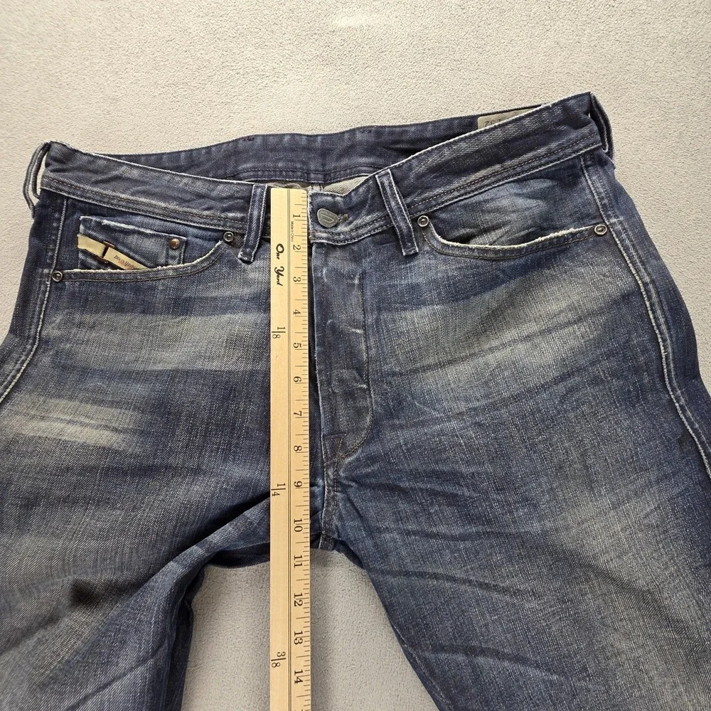 Diesel Jeans Mens 32x32 Blue Dughan Button Fly Made In Italy Altered Hem 008IW